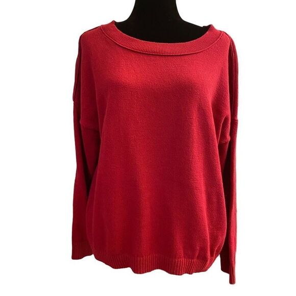 J. Jill Raspberry Cotton Blend Crewneck Sweater Size XL - Picture 1 of 12